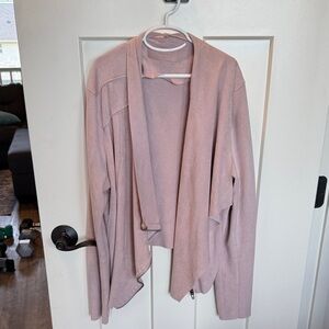 Women's Pink moto zip suede like jacket